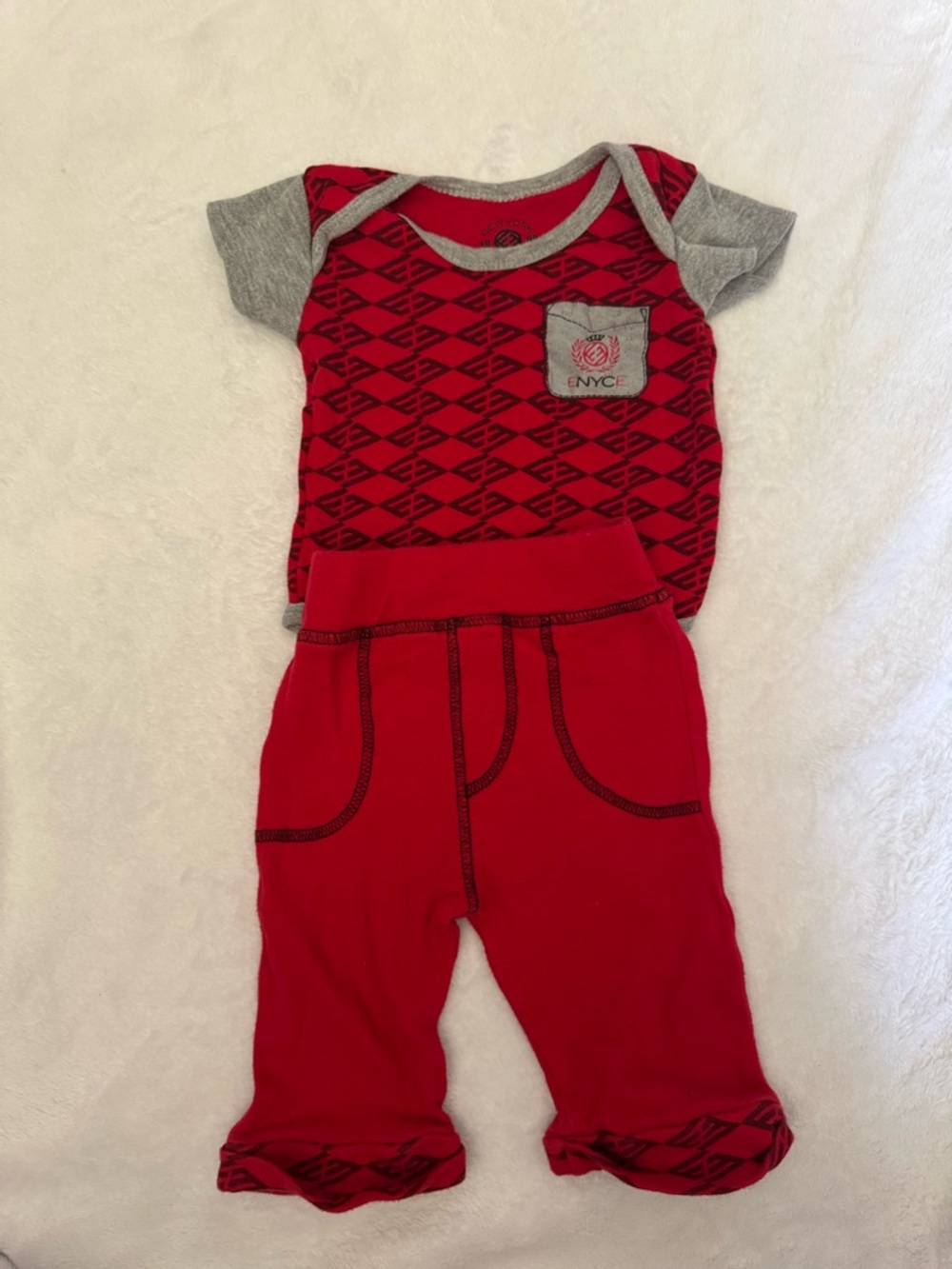 Enyce Red Baby Bodysuit with Gray Trim